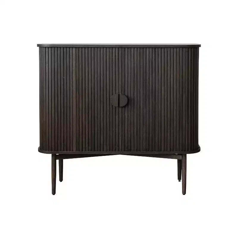 Storied Home Oak 28.5" Tall 2 Door Decorative Storage Cabinet: Rubberwood & MDF, No Assembly Required