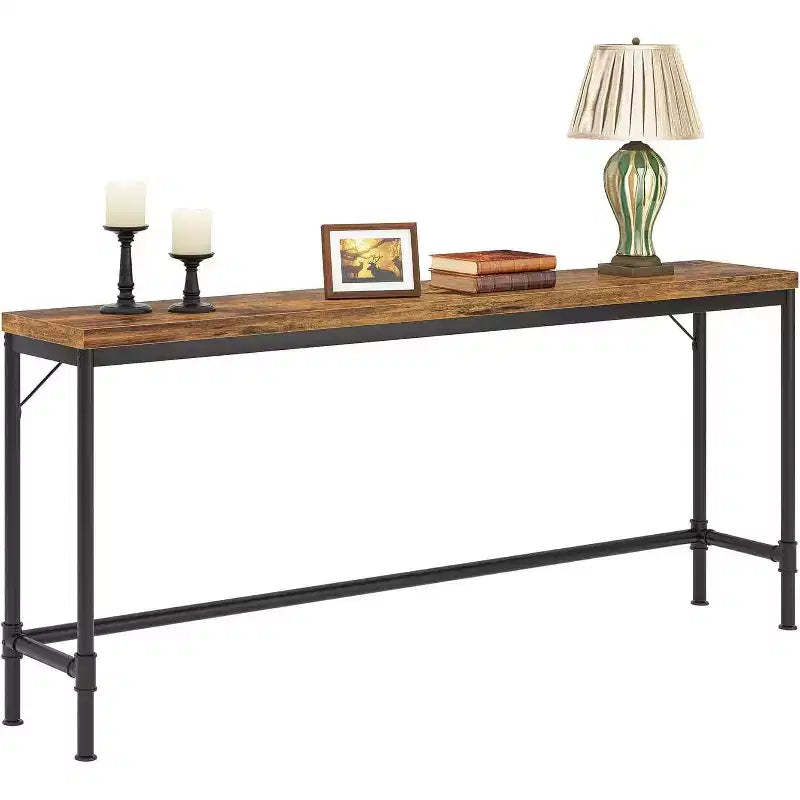LITTLE TREE 70.9" Long Console Table Narrow Brown