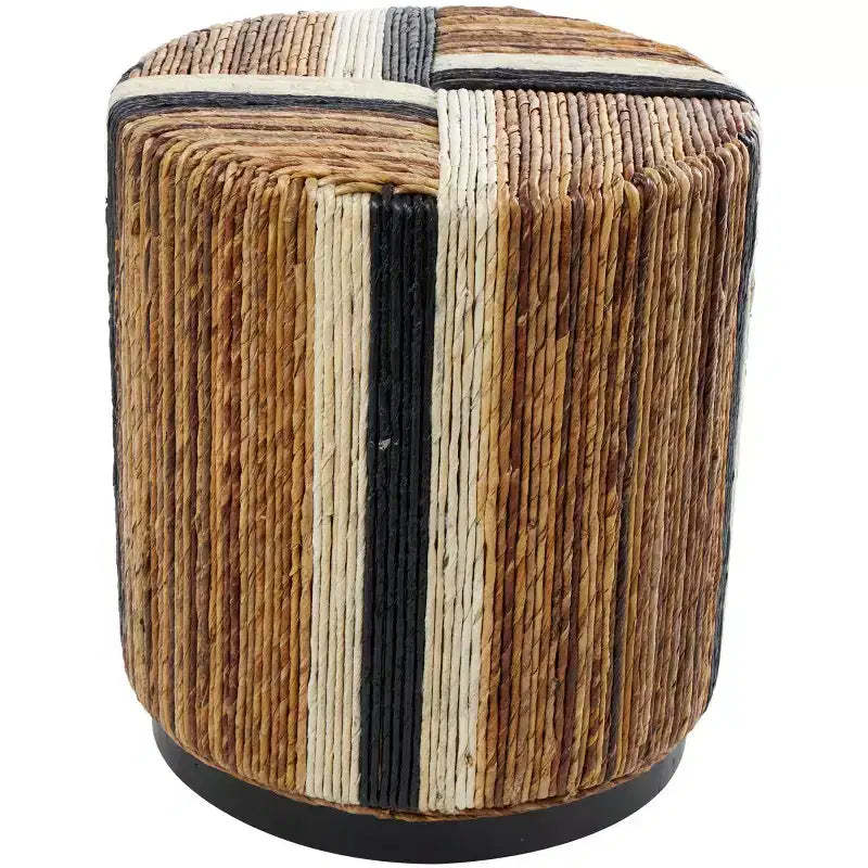 Olivia & May Banana Leaf Handmade Linear Wrapped Accent Table Brown: Mahogany, No Assembly Required