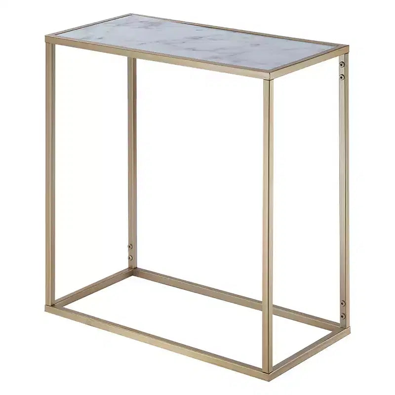 Gold Coast Faux Marble Chairside Table: Victorian Elegance, Breezy Design - Breighton Home