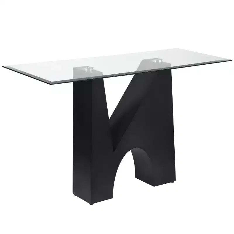 Riverpoint Modern Rectangle Console Table Clear/Black - HOMES: Inside + Out: Steel Frame, Beveled Edge