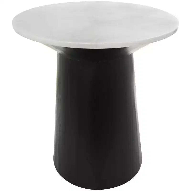 Olivia & May Marble Geometric Accent Table with Black Wooden Base White: 31" High Pedestal Stand