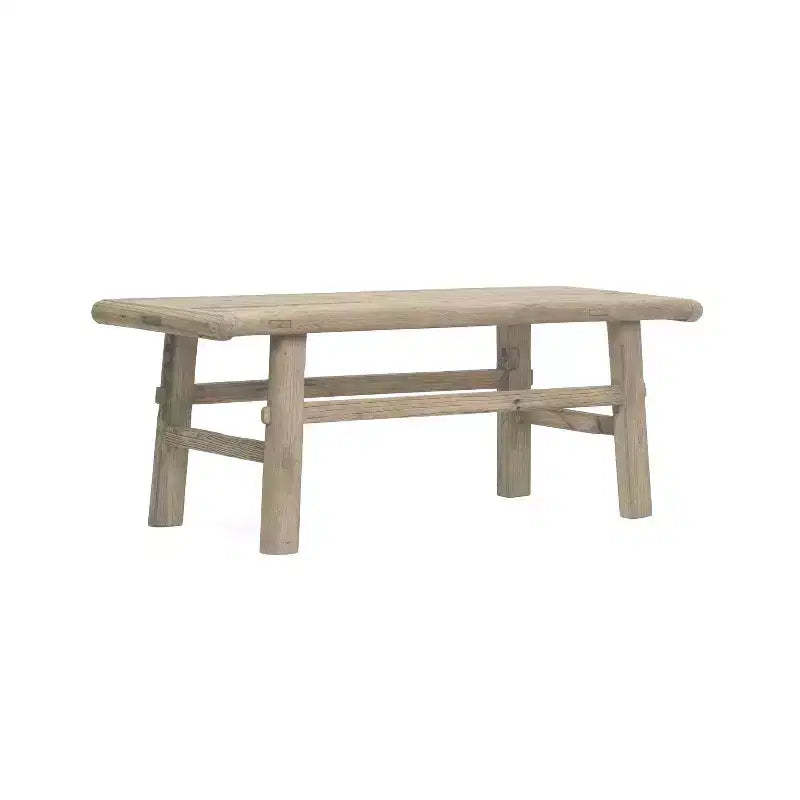 Storied Home Elm Wood Coffee Table Natural: 16.75" High, 45.25" Deep, No Assembly, Elm Frame & Top