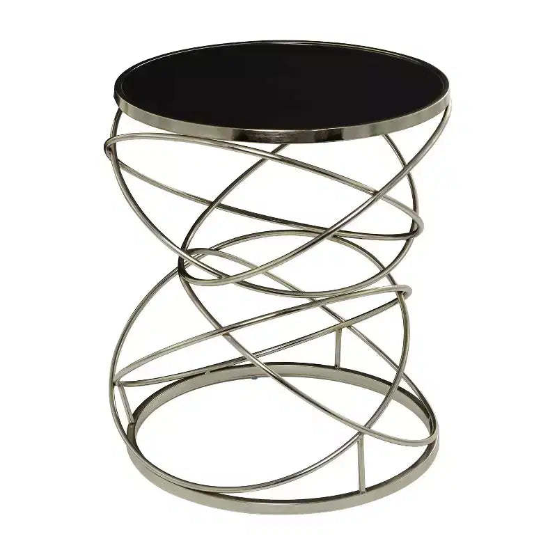 Contemporary Marble Open Ring Accent Table Silver - Olivia & May: No Assembly, Indoor Use, Round Shape