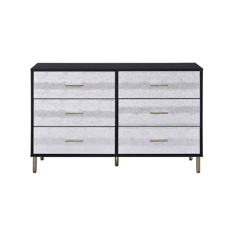 47" Myles Decorative Storage Drawers Black, Silver and Gold Finish - Acme Furniture: 5-Drawer Wood Composite, No Assembly Required