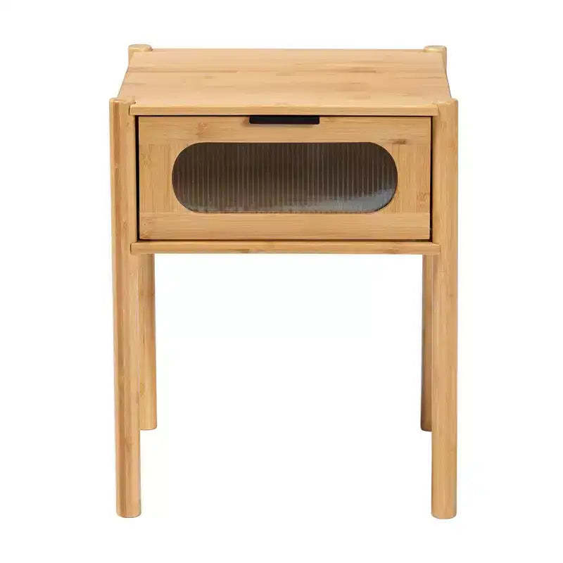 Naresh Bamboo Wood 1 Drawer End Table Natural Brown - Baxton Studio