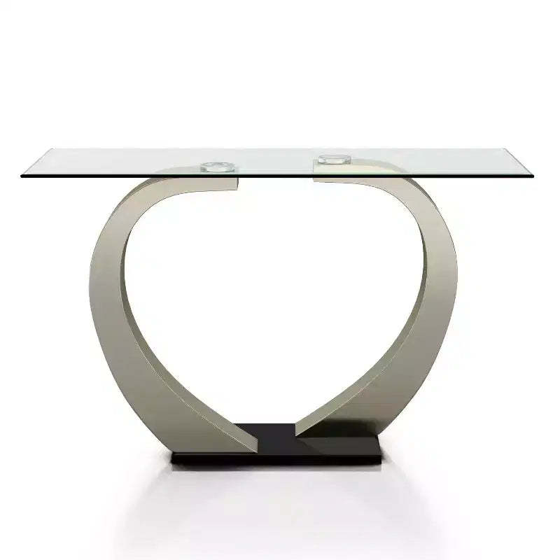 Sylvie Modern Curved Glass Top Sofa Table Silver/Black - HOMES: Inside + Out