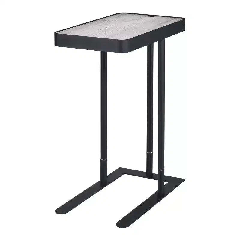 24/7 Shop At Home Callander Hidden Storage Height Adjustable Side Table Sand Black/Light Gray: Metallic Finish, Steel Frame