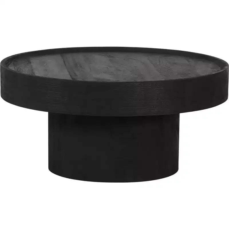 The Dalles Coffee Table Mango Wood Black - ZM Home: Modern Pedestal Base, No Assembly, 1-Year Warranty