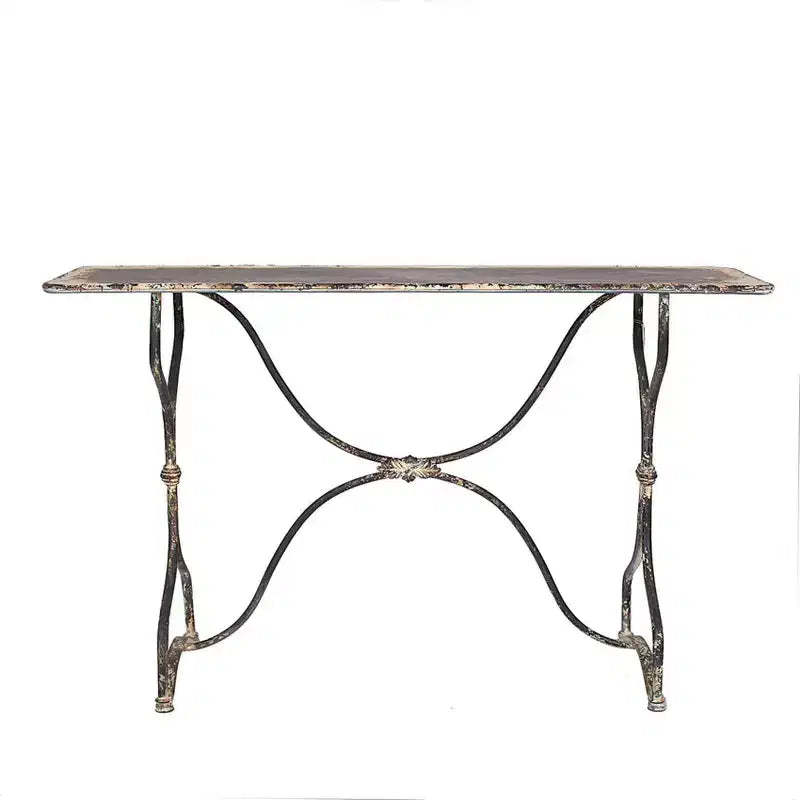 Storied Home Vintage Metal Sofa Console Table Distressed Black/White: Rustic Antique Design, 55.25" Length