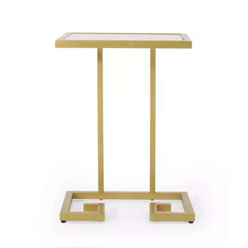Hickson Modern Glam C Shaped End Table Gold - Christopher Knight Home: Sleek Side Table, Tempered Glass Top, Iron Frame