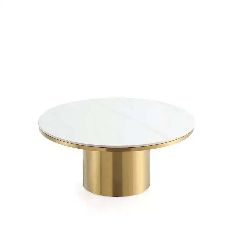 Manhattan Comfort Glenn Sintered Stone Top Coffee Table Gold