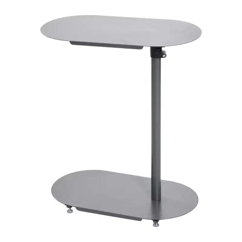 Storied Home Modern Adjustable C-Shaped End Accent Table Gray: Sleek Side Sofa Table, Steel Frame & Top