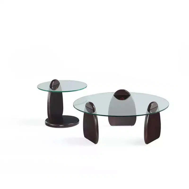Manhattan Comfort Artesia 2pc Coffee Table and End Table Set Dark Walnut