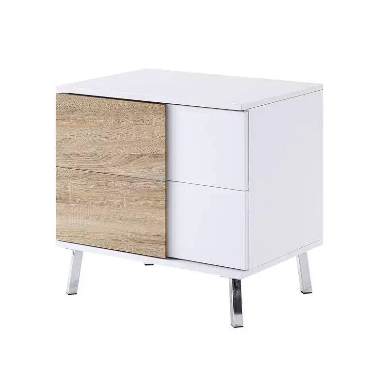 Acme Furniture Verux 22" Accent Tables White High Gloss: Modern Rectangular with Tapered Legs & Storage Drawer