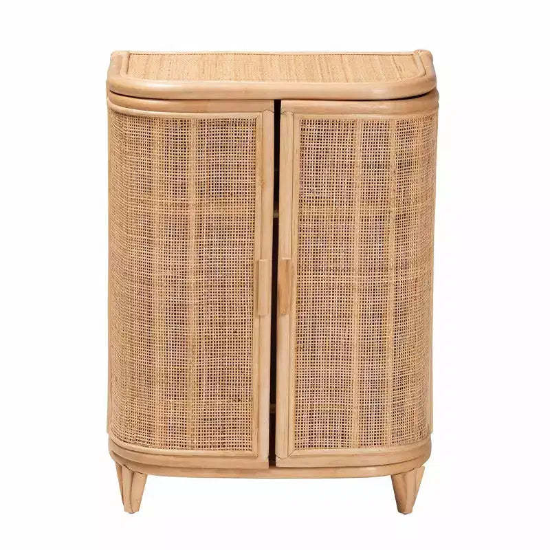 bali & pari Yanka Natural Rattan Storage Cabinet Natural: Handcrafted, 2-Shelf, Bohemian Design