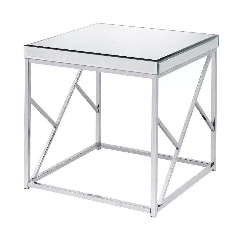 Evelyn Mirror Top End Table Chrome - Steve Silver Co.
