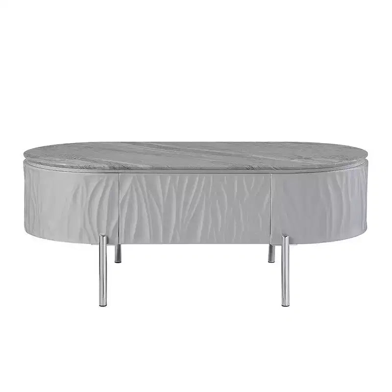 Acme Furniture Yukino Coffee Table Gray/Chrome Finish
