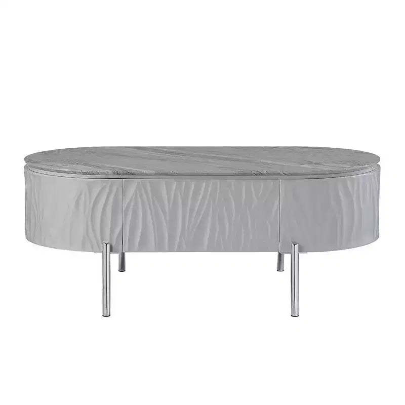 Acme Furniture Yukino Coffee Table Gray/Chrome Finish