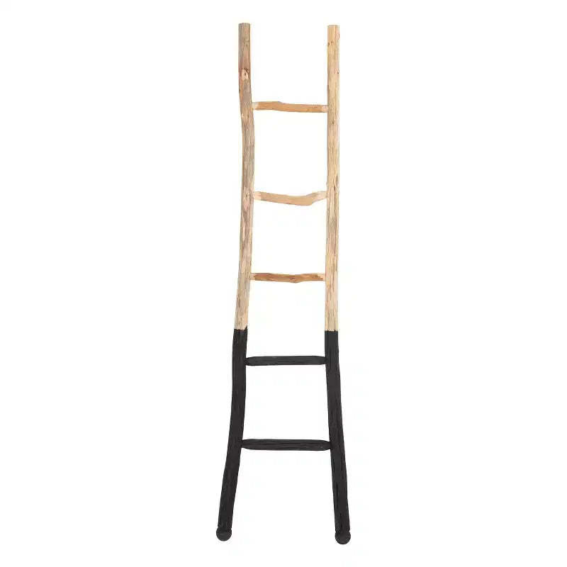Storied Home Rustic Blanket Ladder Black: No Assembly, Decorative Accent, Towel Rack, Wood Frame, 5 Rungs
