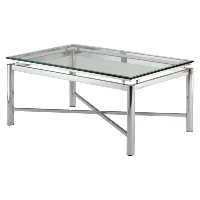Nova Cocktail Table Chrome and Glass - Steve Silver