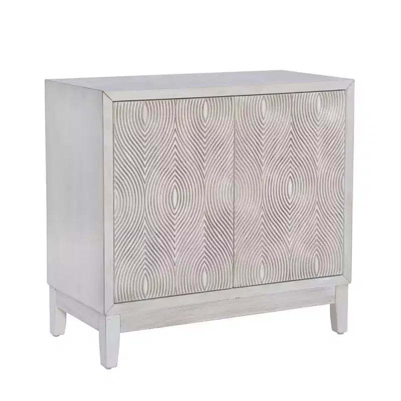 Powell Buchanan Solid Wood Two Door Two Shelf Accent Cabinet Anitique White