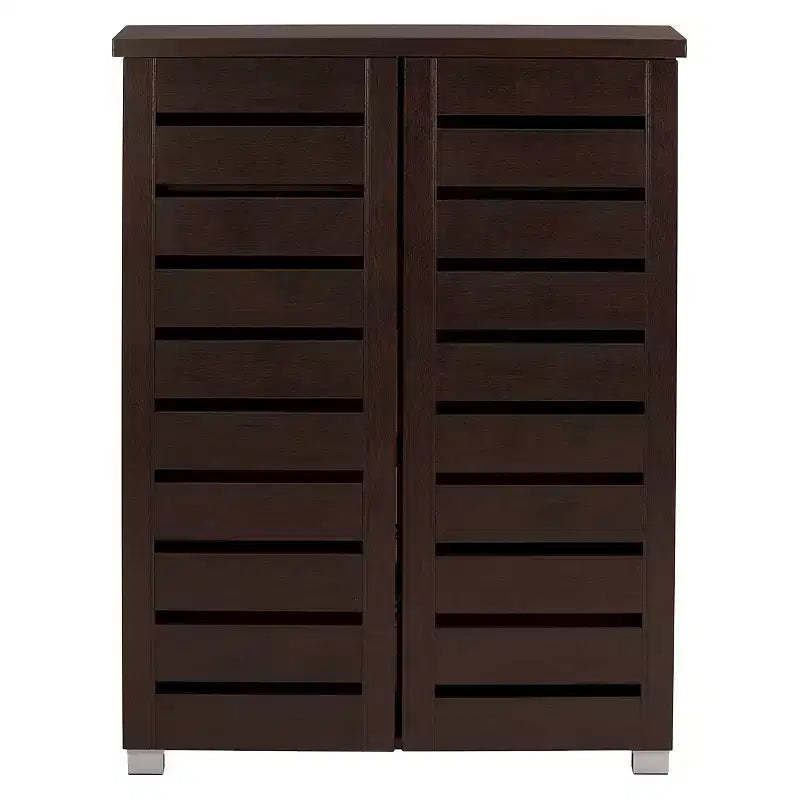 Adalwin Modern and Contemporary 2-Door Wooden Entryway Shoes Storage Cabinet: Holds 15 Pairs, PVC Legs - Baxton Studio