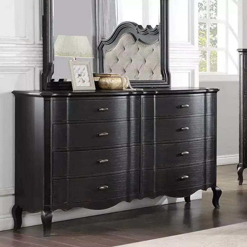 64" Chelmsford Decorative Storage Drawer Antique Black Finish - Acme Furniture: Solid Wood Composite, 5 Drawers, No Assembly Required