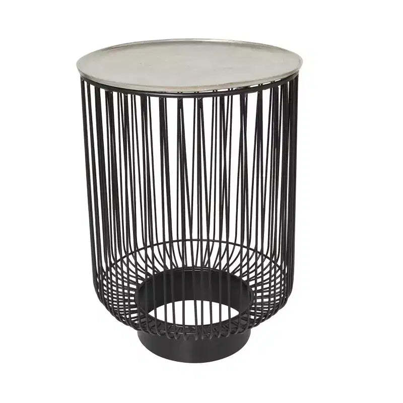 Olivia & May Metal Geometric Open Frame Wire Accent Table: No Assembly, Indoor Use, Made in India