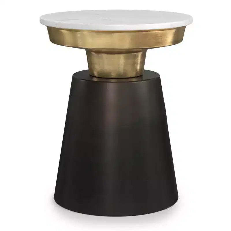 WyndenHall Arna Side Table Black/Gold: Contemporary Marble Top, Scratch-Resistant, 19.5" Height