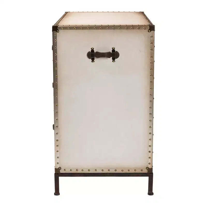Baxton Studio Benton Canvas 4 Drawer Storage Cabinet Beige/Coffee/Black