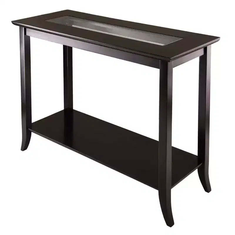 Genoa Console Table Glass Top Espresso - Winsome: Tempered Shelf, Wood Composite Frame