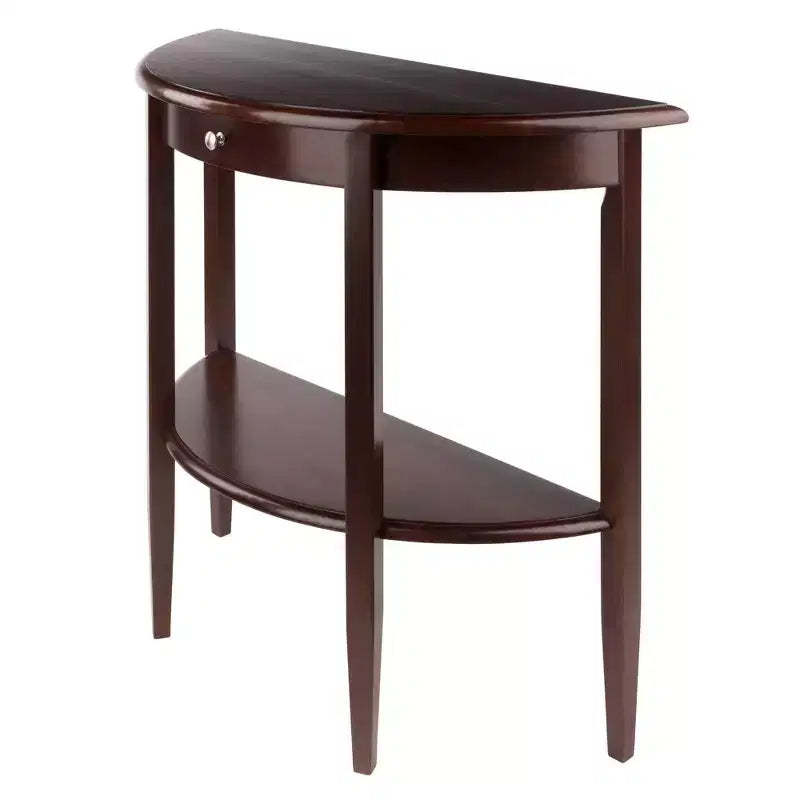 Winsome Concord Hall / Console Table, Half Moon with Drawer, Shelf - Antique Walnut: Entryway Furniture with Storage, Wood Composite