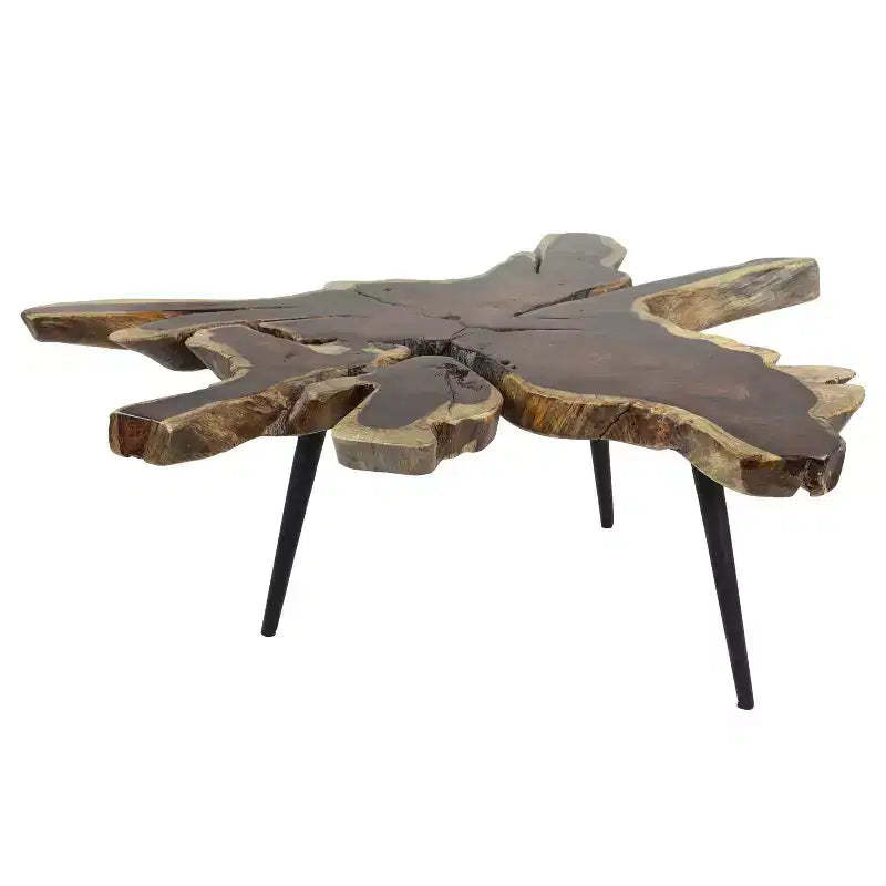Contemporary Organic Wood and Metal Coffee Table Brown - Olivia & May