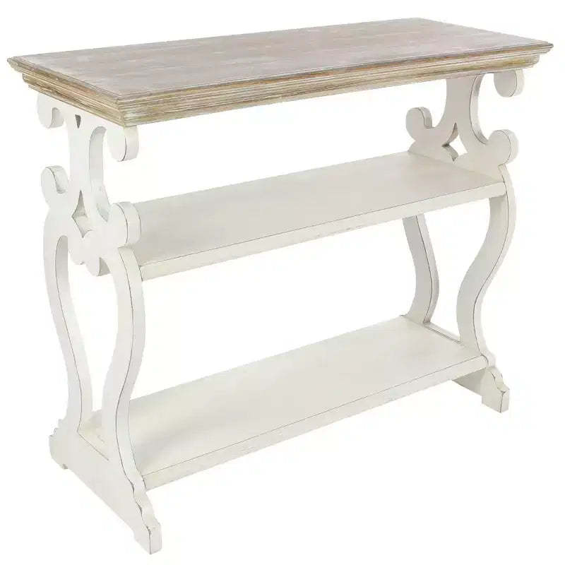 Farmhouse Wood Console Table Off White - Olivia & May: 2-Shelf Design, Tall Profile