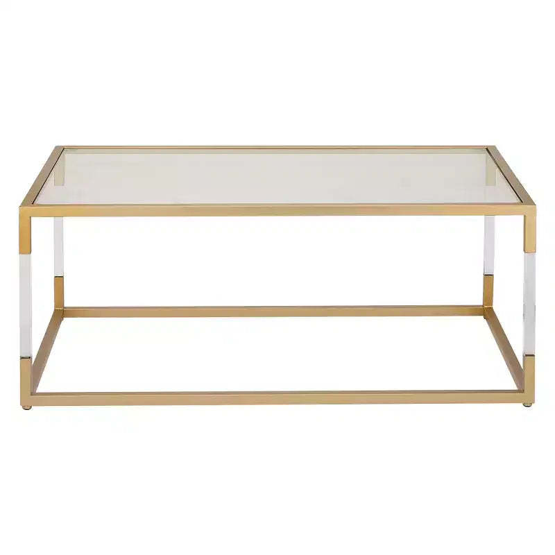 Metal and Glass Coffee Table Gold - Olivia & May: Elegant Iron Frame, No Assembly, Contemporary Design