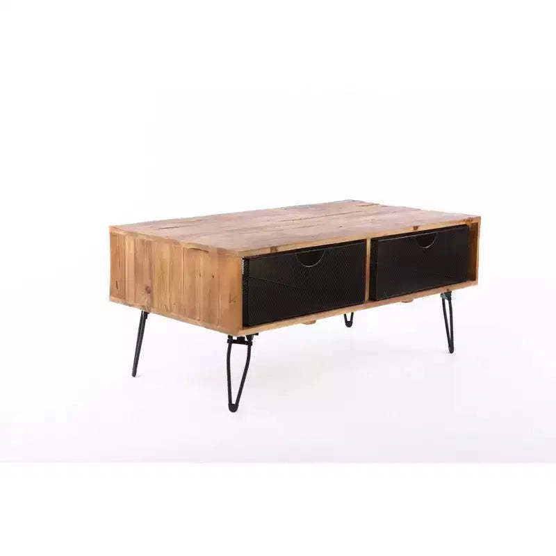 42" Lindsay Foldable Coffee Table with Wire Mesh Drawers - Summerland Home