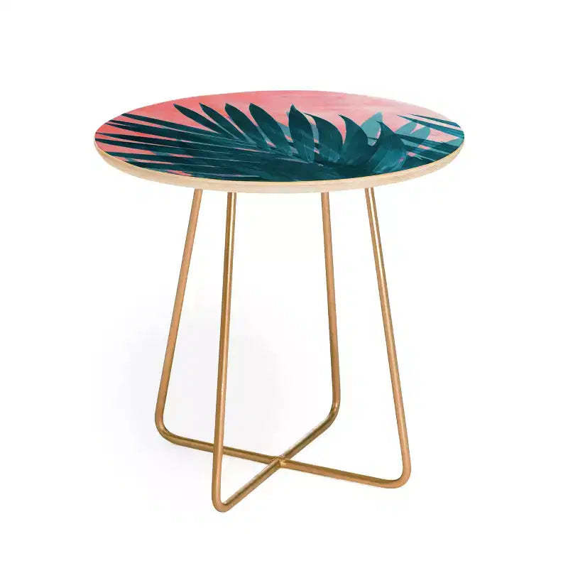 Emanuela Carratoni Palms Side Table with Gold Aston Legs - Deny Designs: Baltic Birch Top, Artist-Designed