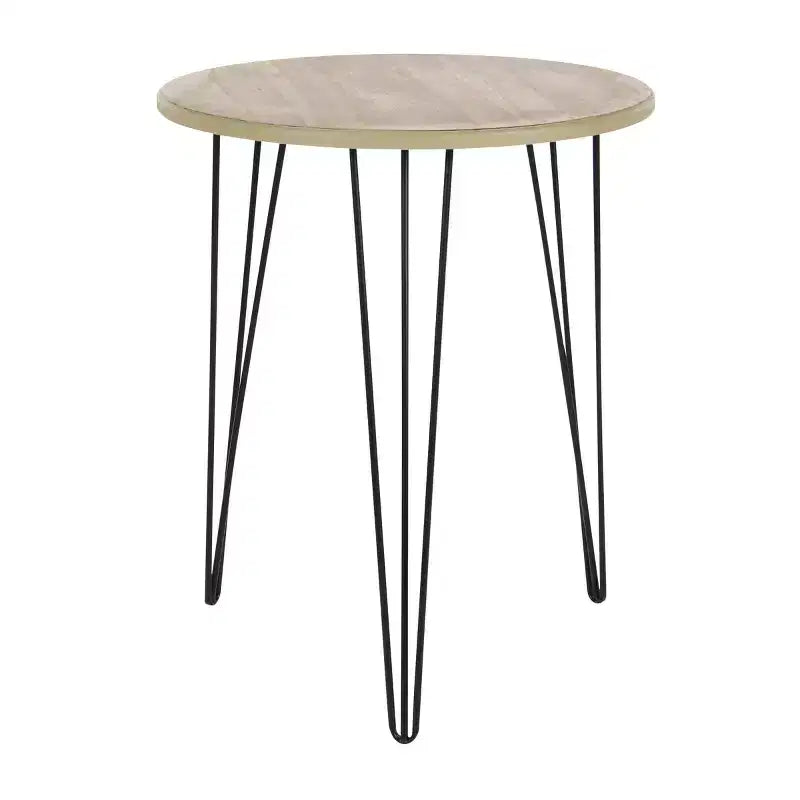 Modern Wood and Metal Accent Table Light Brown - Olivia & May: Compact, Indoor, Easy to Assemble