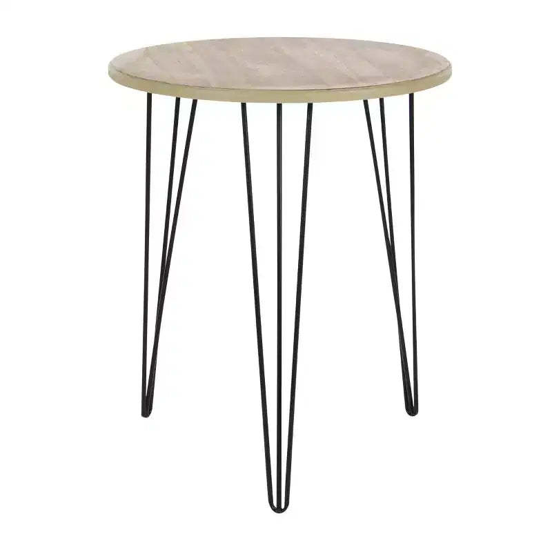 Modern Wood and Metal Accent Table Light Brown - Olivia & May: Compact, Indoor, Easy to Assemble