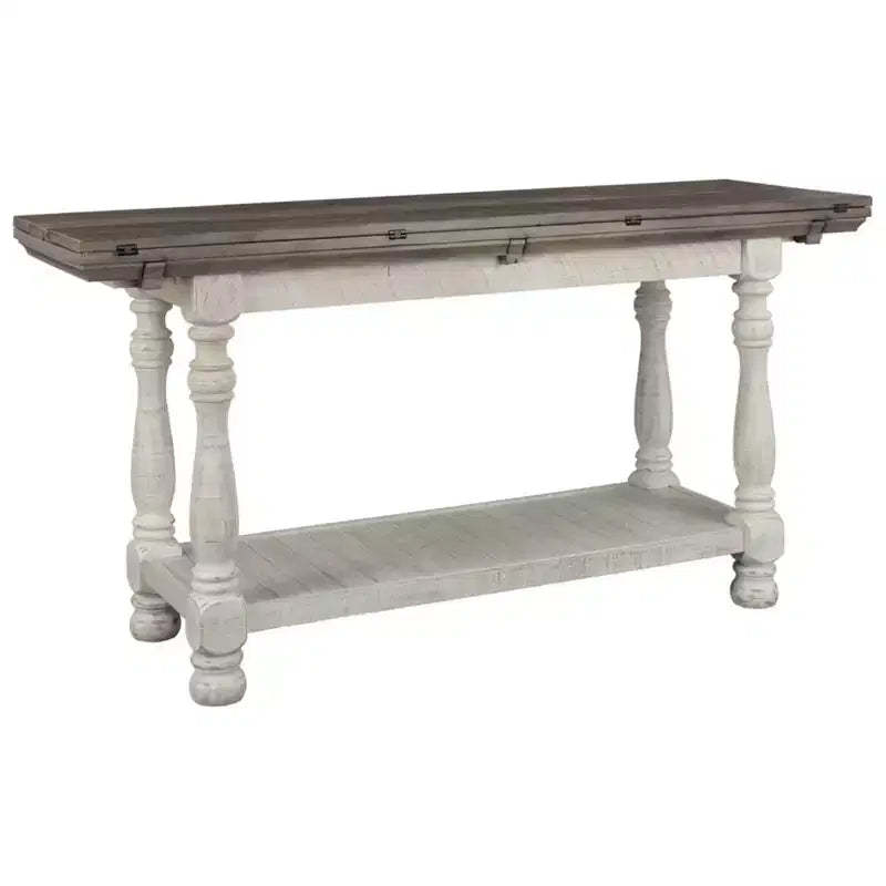 Havalance Flip Flop Sofa Table Gray/White - Signature Design by Ashley: Expandable, Vintage Style, Weathered Finish