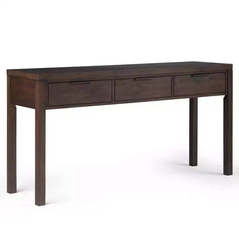 WyndenHall 60" Fabian Wide Console Table Walnut Brown: Mid-Century Modern, Hardwood Frame, Acacia Top