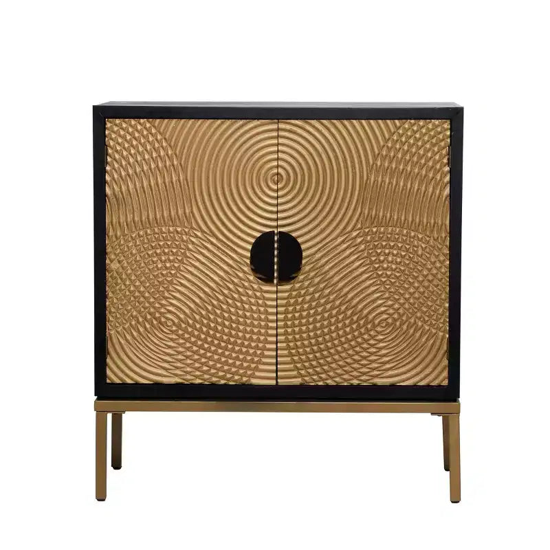 Olivia & May Contemporary Wood Cabinet Bronze: Chic Storage, No Assembly, Indoor Use, Metal Handles