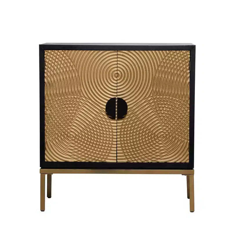 Olivia & May Contemporary Wood Cabinet Bronze: Chic Storage, No Assembly, Indoor Use, Metal Handles