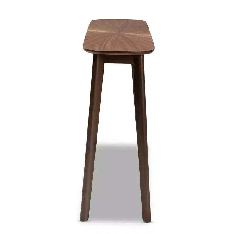 Baxton Studio Wendy Wood Console Table Walnut: Rubberwood Entryway Furniture, Sunburst Pattern, Mid-Century Design