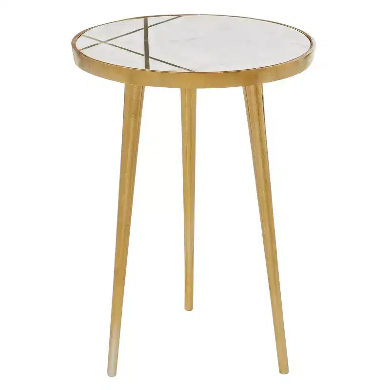 Modern Aluminum Coffee Table Gold - Olivia & May: Marble Top, Indoor Use, No Assembly Required