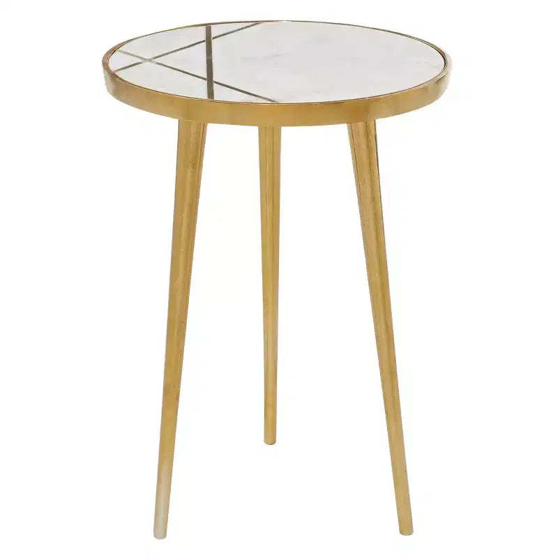 Modern Aluminum Coffee Table Gold - Olivia & May: Marble Top, Indoor Use, No Assembly Required