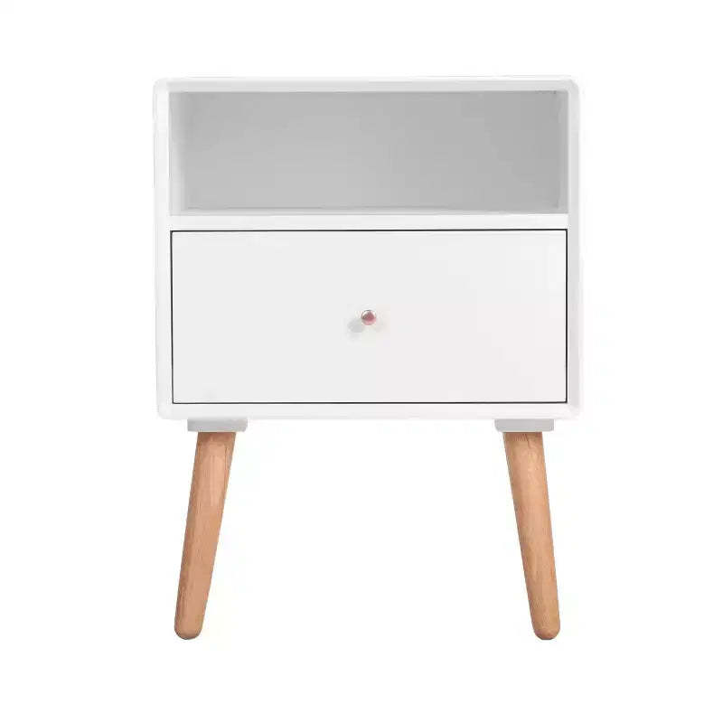 Lilou Side Table White - Adore Decor: Midcentury Modern, Storage Drawer, Shelf, Wood Composite