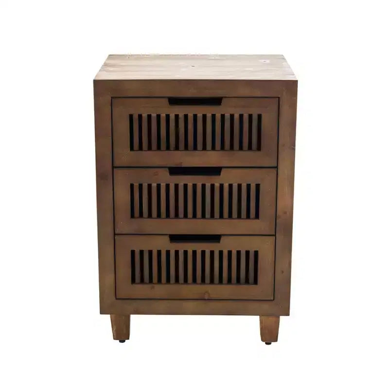 Sawyer 3 Drawer Cabinet Brown - Adore Decor: Bohemian Style, Wood Veneer, Living Room Furniture