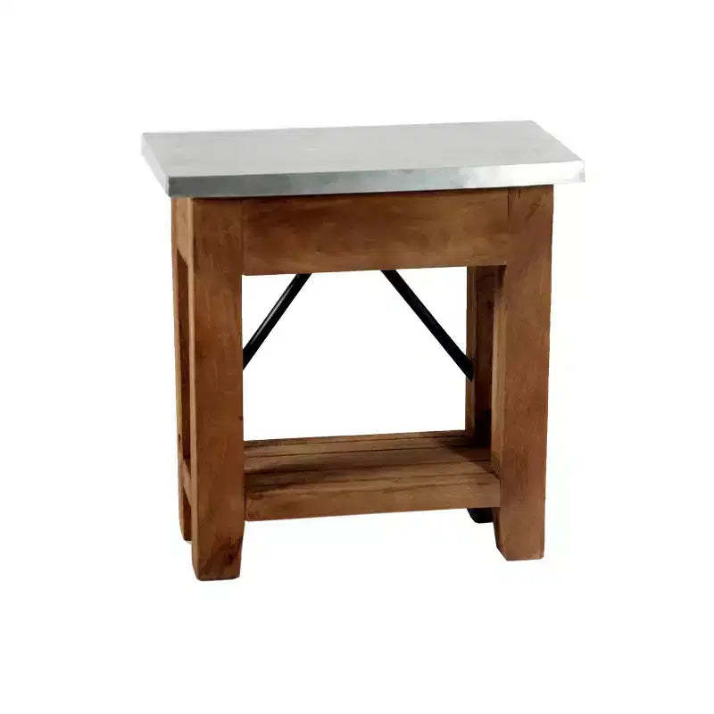 Millwork End Table with Shelf: Modern Industrial Style, Hardwood Frame - Alaterre Furniture